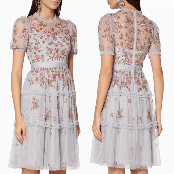 Needle Thread Carnation Sequin Midi Dress in Grey 10